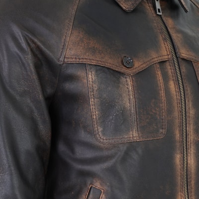 Akon Kahve Erkek Vintage Deri Mont