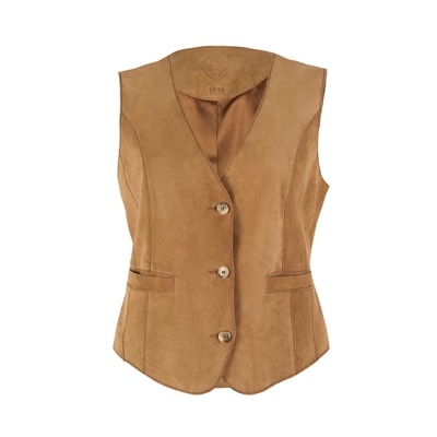 Alaqua Kahve Kadın Süet Deri Yelek