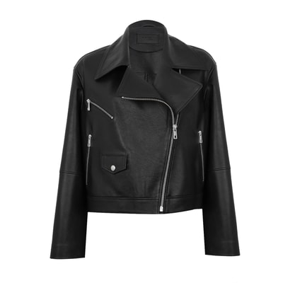 Albinia Siyah Kadın Deri Biker Ceket