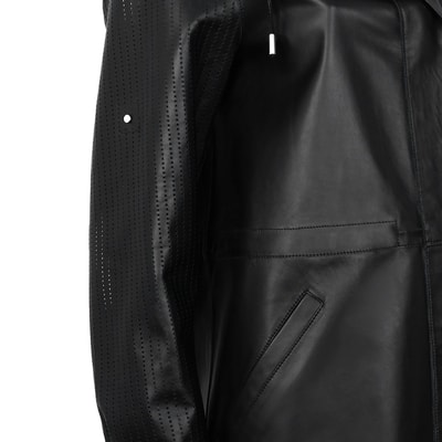 Aldabella Siyah Kadın Perforeli Deri Pardösü