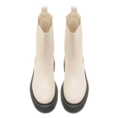 Aleta Ekru Kadın Yandan Lastikli Deri Chelsea Bot