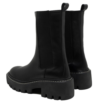 Aleta Siyah Kadın Yandan Lastikli Deri Chelsea Bot