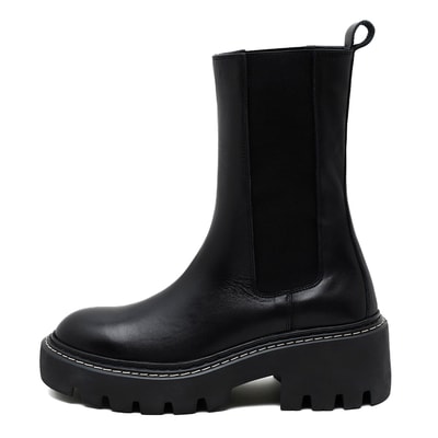 Aleta Siyah Kadın Yandan Lastikli Deri Chelsea Bot