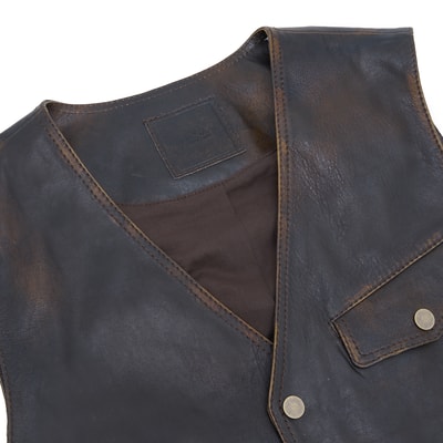 Allan Kahve Erkek Vintage Deri Yelek