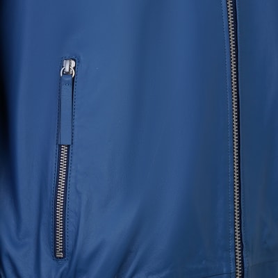 Also Mavi Erkek Kapüşonlu Deri Mont