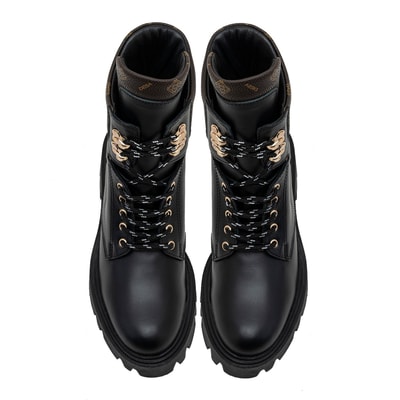 Alvar Siyah Kadın Monogram Deri Bot