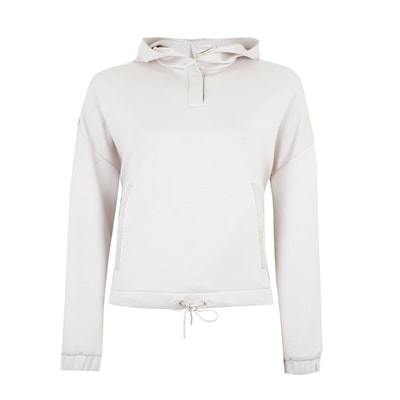 Amari Bej Kadın Deri Detaylı Kapüşonlu Sweatshirt