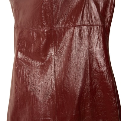 Amayeta Bordo Kadın Deri Elbise