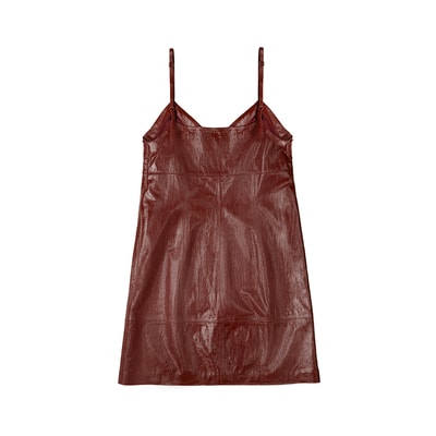 Amayeta Bordo Kadın Deri Elbise