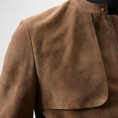 Ambrosi Kahve Erkek Bomber Süet Deri Ceket