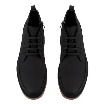 Amelas Siyah Erkek Deri Bot