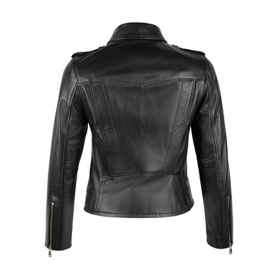 Amelia Siyah Kadın Biker Deri Ceket