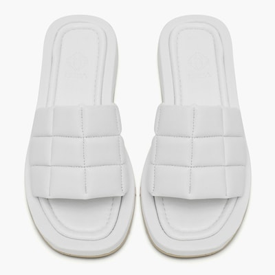 Amelie Beyaz Kadın Puffer Kapitone Terlik