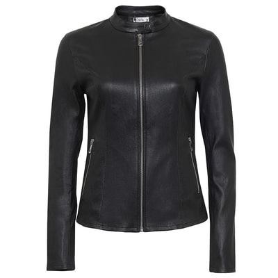 Anila Kadın Deri Streç Biker Mont