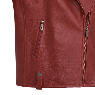 Anita Kırmızı Kadın Kapüşonlu Biker Deri Ceket