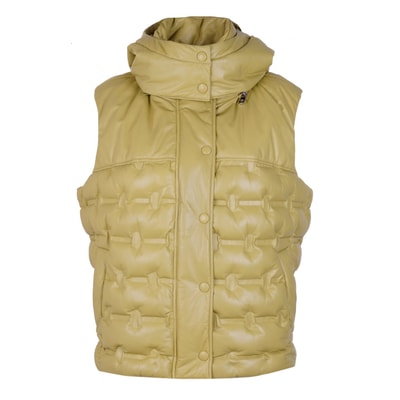 Anitra Kadın Kapüşonlu Puffer Deri Yelek