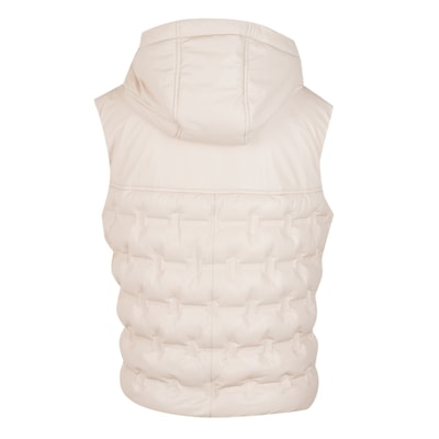 Anitra Krem Kadın Kapüşonlu Puffer Deri Yelek