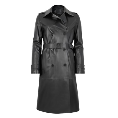 Annily Siyah Kadın Deri Trençkot