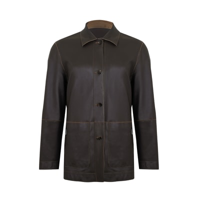 Anoki Haki Erkek Çift Taraflı Süet Deri Mont