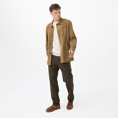 Anoki Haki Erkek Çift Taraflı Süet Deri Mont