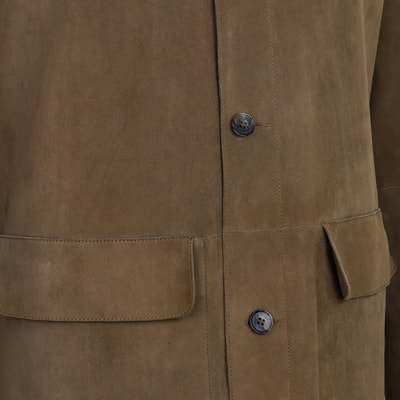 Anoki Haki Erkek Çift Taraflı Süet Deri Mont