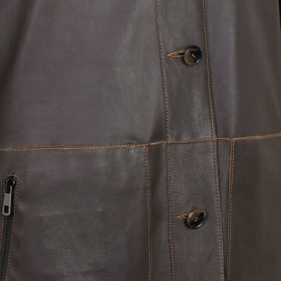 Anoki Haki Erkek Çift Taraflı Süet Deri Mont