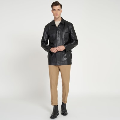 Anton Siyah Erkek Deri Kaban