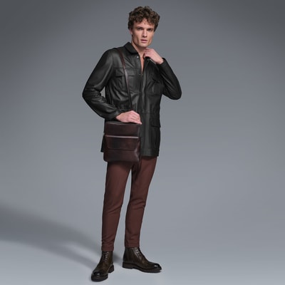 Anton Siyah Erkek Deri Kaban