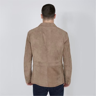 Antonin Bej Erkek Süet Safari Deri Ceket