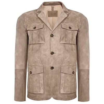Antonin Bej Erkek Süet Safari Deri Ceket