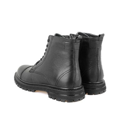 Antonio Siyah Erkek Fermuarlı Deri Bot