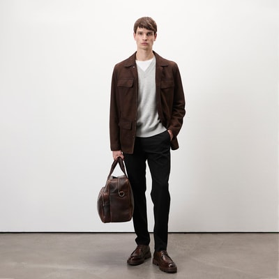 Arnie Kahve Erkek Süet Deri Ceket