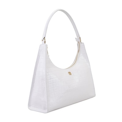Aspen Beyaz Kadın Kroko Baskılı Deri Omuz Çantası