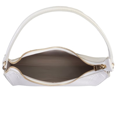 Aspen Beyaz Kadın Kroko Baskılı Deri Omuz Çantası