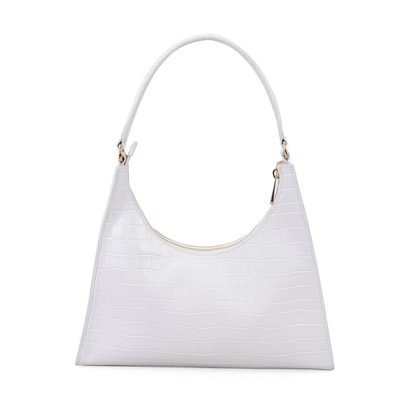 Aspen Beyaz Kadın Kroko Baskılı Deri Omuz Çantası