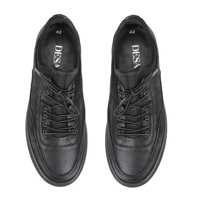 Auke Siyah Erkek Deri Spor Ayakkabı