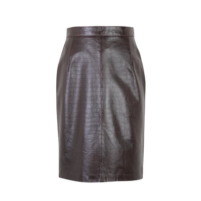 Ayalisse Kahve Kadın Kroko Baskılı Deri Etek