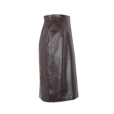 Ayalisse Kahve Kadın Kroko Baskılı Deri Etek