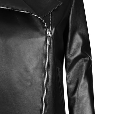 Ayunli Siyah Kadın Biker Deri Ceket