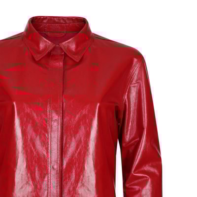 Ayzaria Kırmızı Kadın Rugan Deri Gömlek