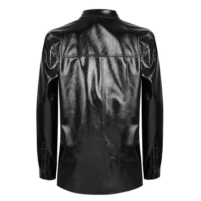 Ayzaria Siyah Kadın Rugan Deri Gömlek