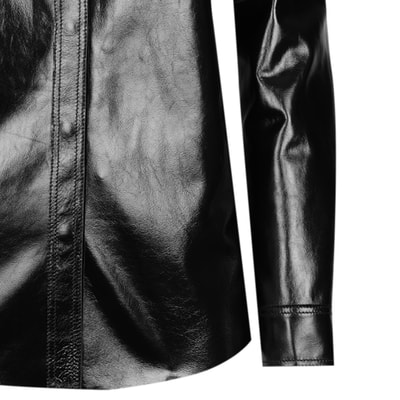 Ayzaria Siyah Kadın Rugan Deri Gömlek