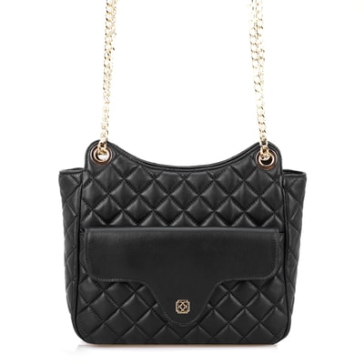 Azaliya Siyah Kadın Kapitone Deri Omuz Çantası