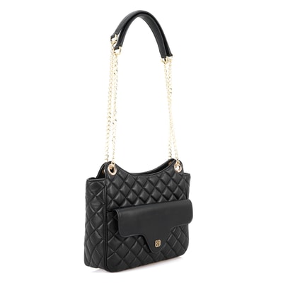 Azaliya Siyah Kadın Kapitone Deri Omuz Çantası