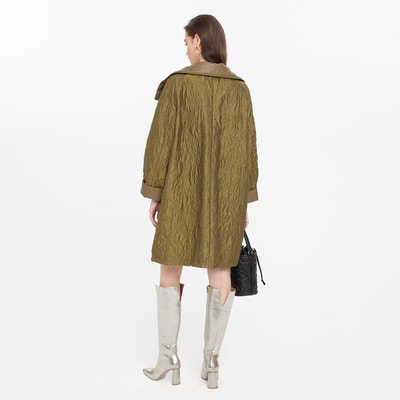 Azia Haki Kadın Çift Taraflı Deri Trençkot