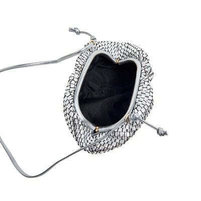 Azure Kadın Omuz Askılı Örgü Deri Clutch