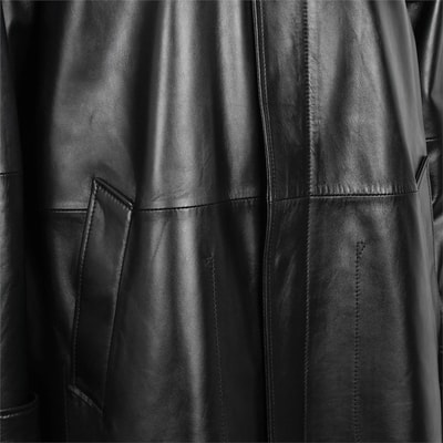 Bastion Siyah Erkek Deri Palto