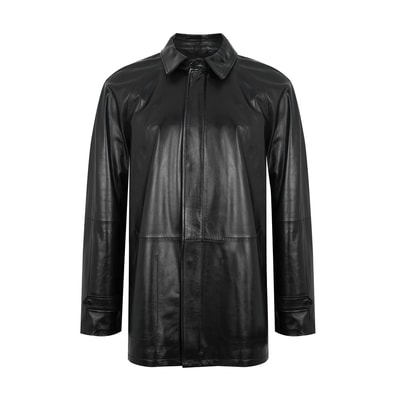 Bastion Siyah Erkek Deri Palto