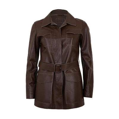 Beatricia Kahve Kadın Deri Safari Ceket