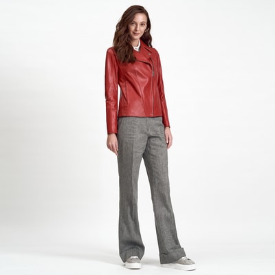 Beatrix Kadın Deri Biker Ceket